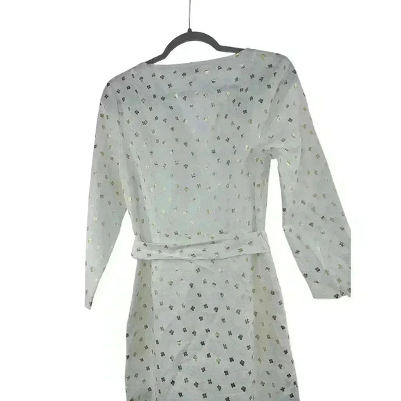 Boden Kelsey Linen Tunic Dress White & Gold US Size 6R - Picture 8 of 8